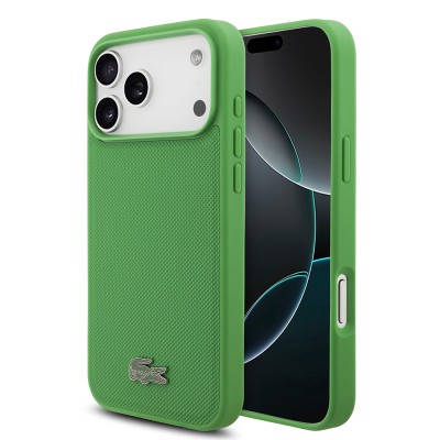Apple iPhone 18 Pro Max Case, Lacoste Original Licensed, M-safe Charging Enabled, PU Piqué Patterned Cover with Metal Logo. - 1