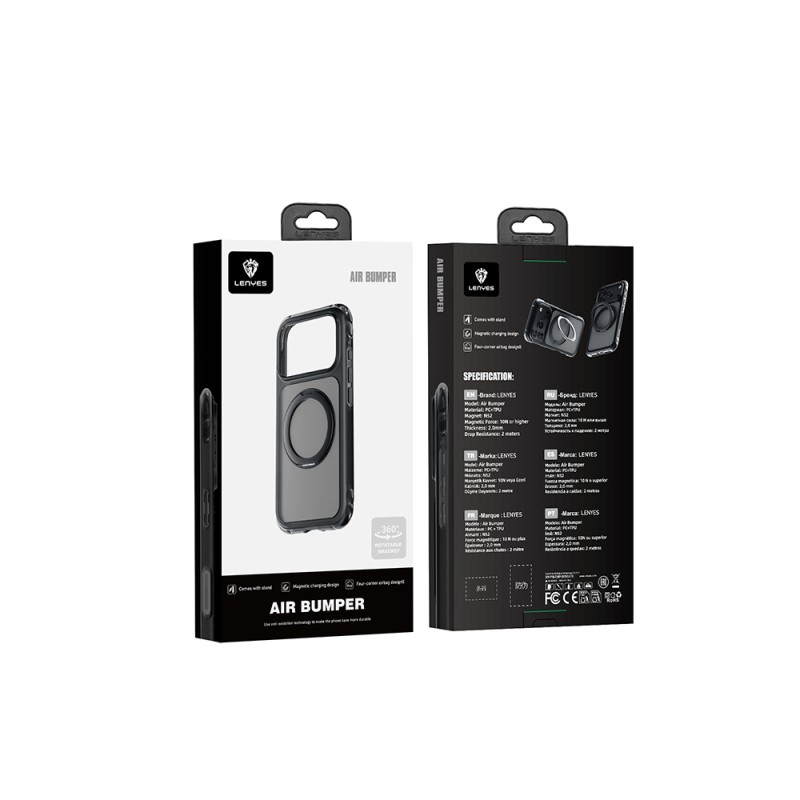 Apple iPhone 18 Pro Max Case Lenyes Air Bumper Series M-safe Charging Enabled Airbag Designed Stand Cover - 8
