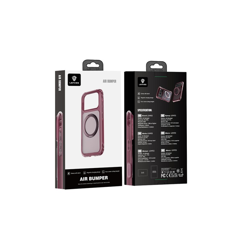 Apple iPhone 18 Pro Max Case Lenyes Air Bumper Series M-safe Charging Enabled Airbag Designed Stand Cover - 9