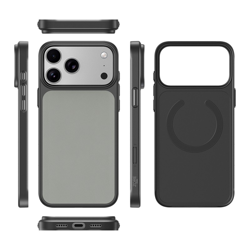 Apple iPhone 18 Pro Max Case M-Safe Charging Enabled PU Zore Paris Trexo Hard PC Cover - 34
