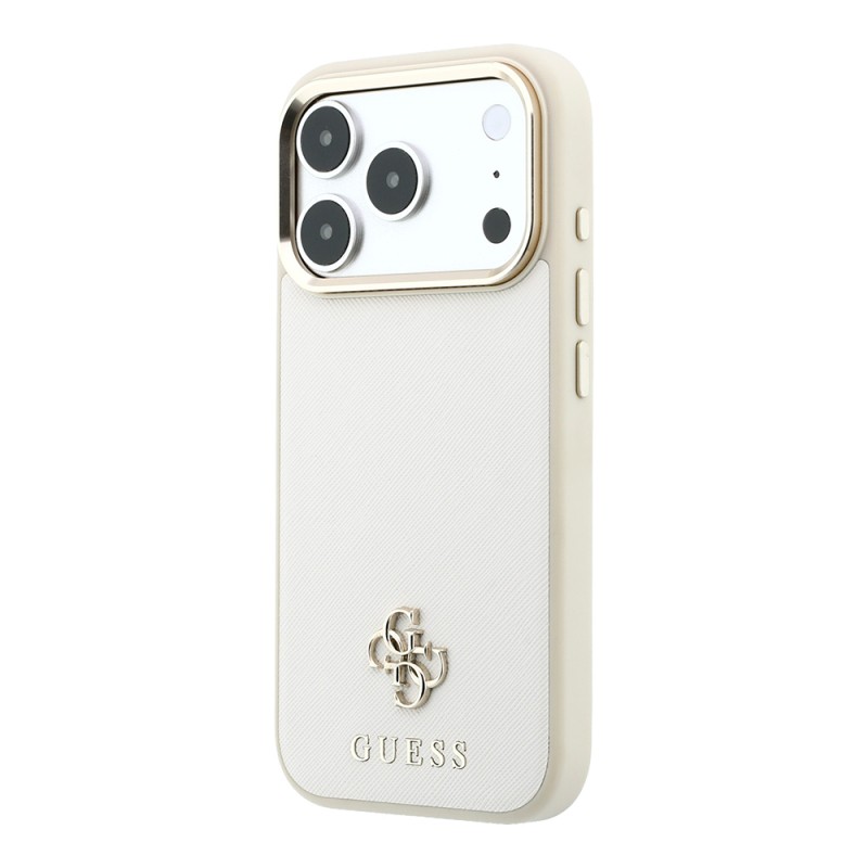 Apple iPhone 18 Pro Max Case M-safe Charging Feature Guess Original Licensed Classic Text and 4G Logo PU Leather Saffiano Cover - 5