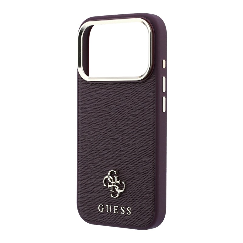 Apple iPhone 18 Pro Max Case M-safe Charging Feature Guess Original Licensed Classic Text and 4G Logo PU Leather Saffiano Cover - 16