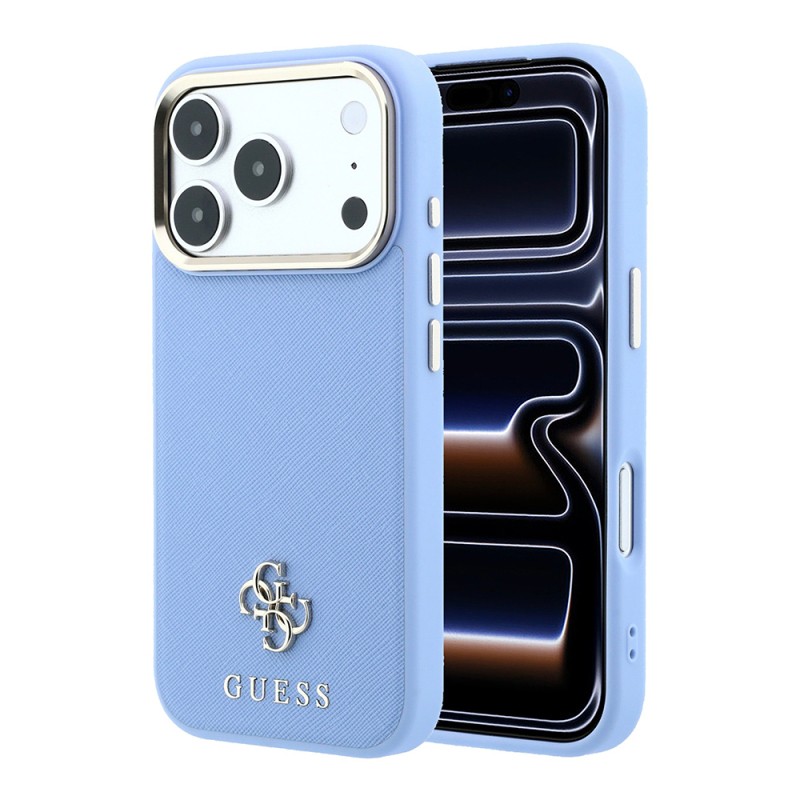 Apple iPhone 18 Pro Max Case M-safe Charging Feature Guess Original Licensed Classic Text and 4G Logo PU Leather Saffiano Cover - 3