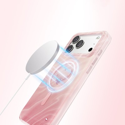 Apple iPhone 18 Pro Max Case M-Safe Charging Feature Original Swarovski Crystal Embellished Zore Paris Rovix Hard PC Cover - 16