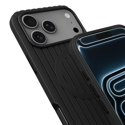 Apple iPhone 18 Pro Max Case M-Safe Charging Feature Striped Fabric Texture Zore Paris Lorin Cover - 14