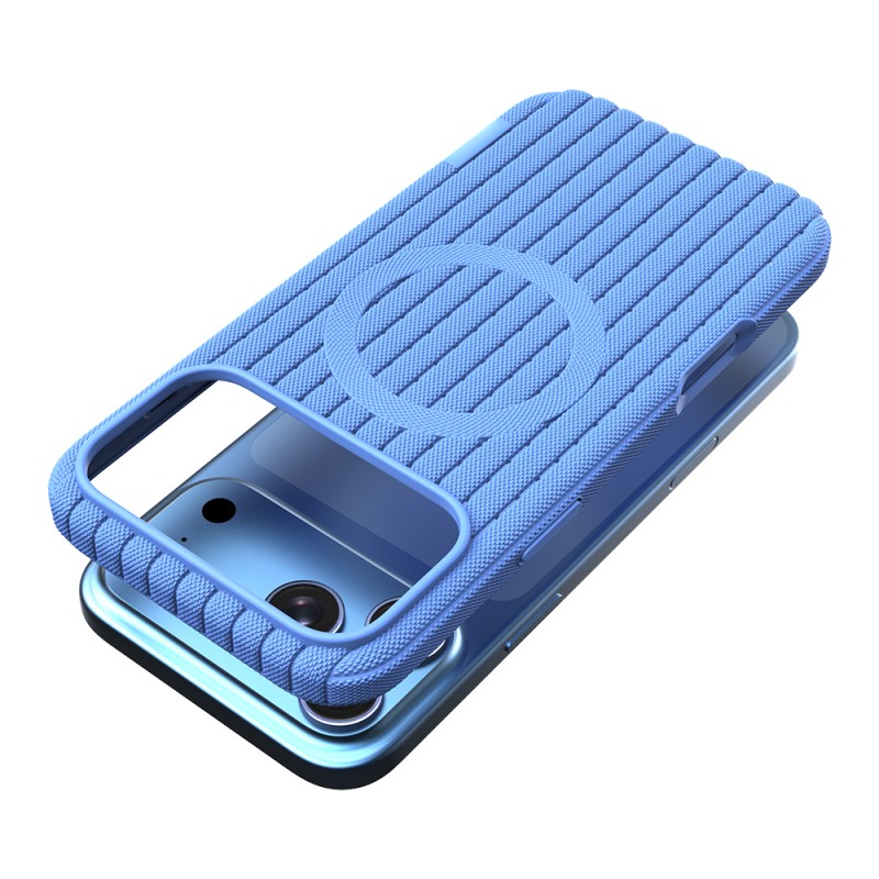 Apple iPhone 18 Pro Max Case M-Safe Charging Feature Striped Fabric Texture Zore Paris Lorin Cover - 59