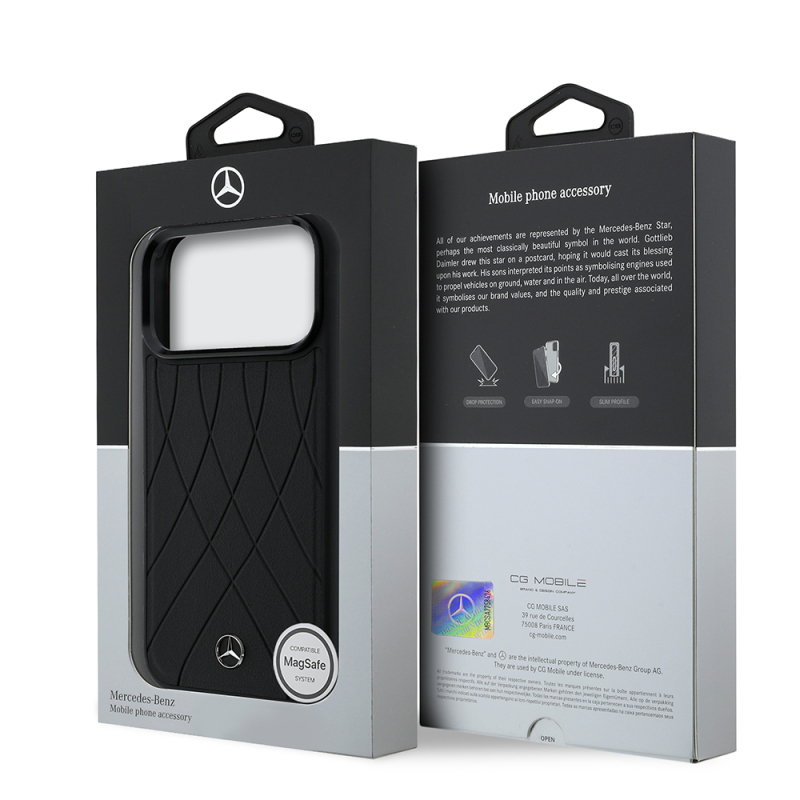Apple iPhone 18 Pro Max Case – Mercedes-Benz Officially Licensed "Crossed Lines" Cover with 3D Metal Logo and M-Safe Charging Compatibility - 16