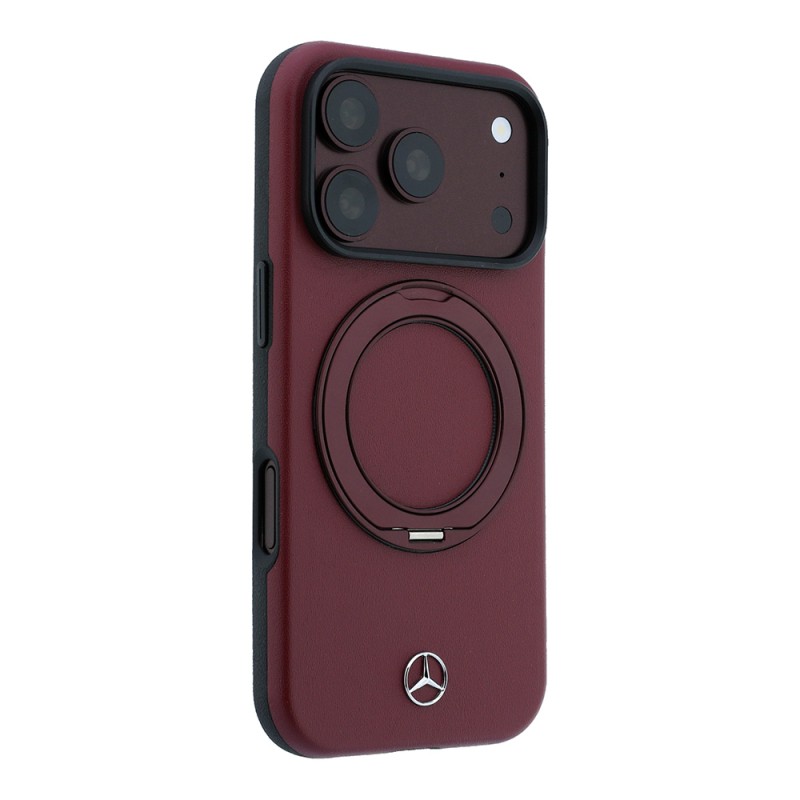 Apple iPhone 18 Pro Max Case Mercedes Benz Original Licensed M-safe Charging Enabled 360 Degree Rotating Stand PU Metal Logo Cover - 4