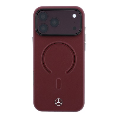 Apple iPhone 18 Pro Max Case Mercedes Benz Original Licensed M-safe Charging Feature Metal Star Logo Embossed Leather Cover - 4