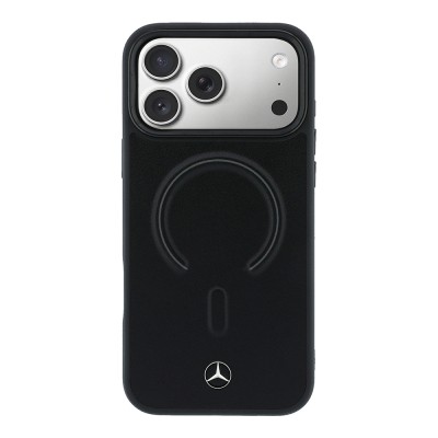 Apple iPhone 18 Pro Max Case Mercedes Benz Original Licensed M-safe Charging Feature Metal Star Logo Embossed Leather Cover - 11