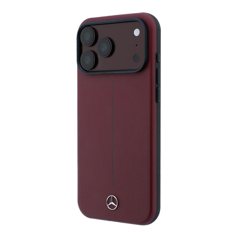 Apple iPhone 18 Pro Max Case, Mercedes Benz Original Licensed, M-safe Charging Feature, Metal Star Logo, Striped Leather Cover - 3