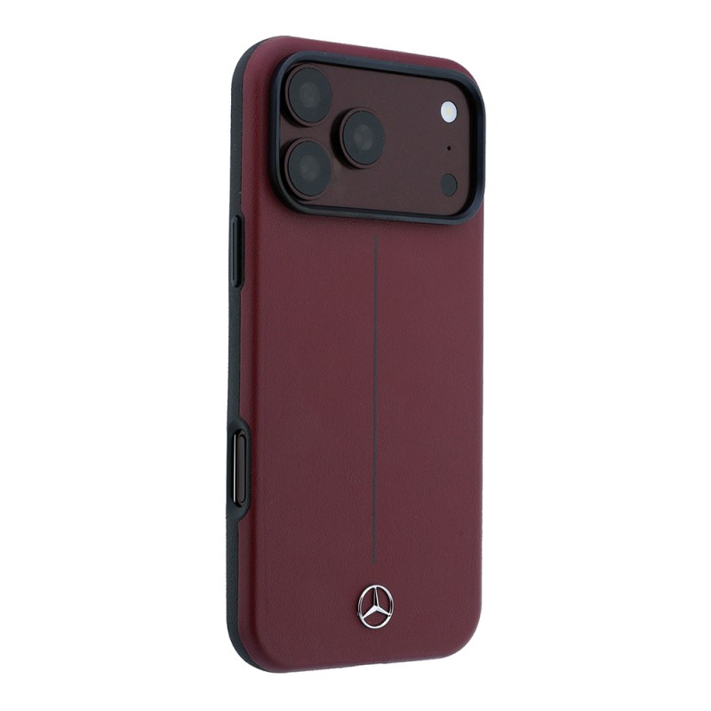 Apple iPhone 18 Pro Max Case, Mercedes Benz Original Licensed, M-safe Charging Feature, Metal Star Logo, Striped Leather Cover - 5
