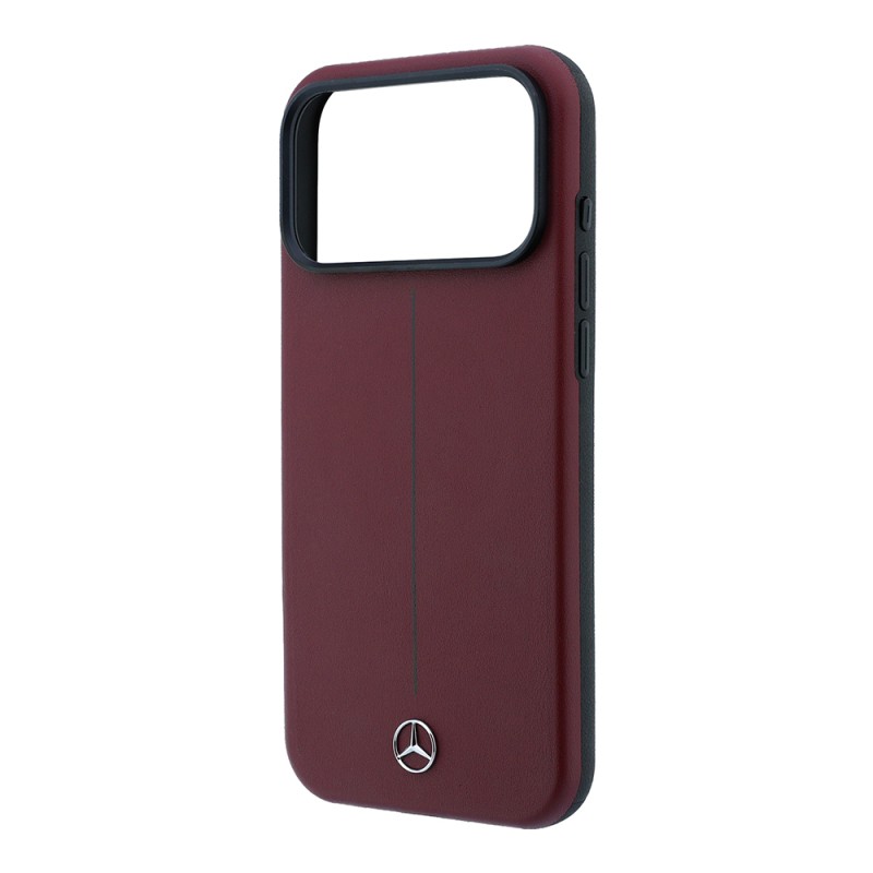 Apple iPhone 18 Pro Max Case, Mercedes Benz Original Licensed, M-safe Charging Feature, Metal Star Logo, Striped Leather Cover - 7