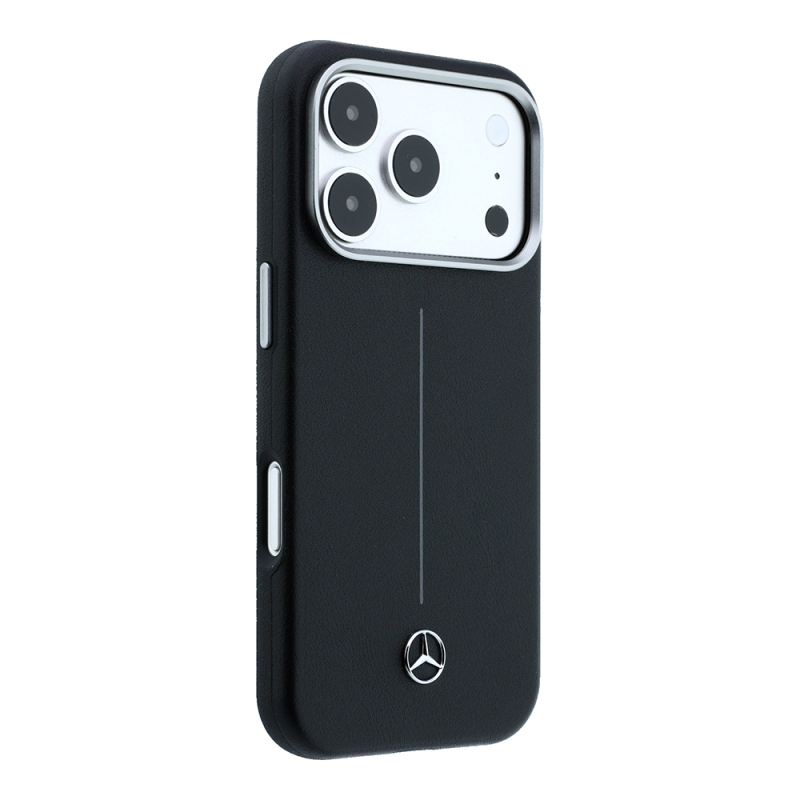 Apple iPhone 18 Pro Max Case, Mercedes Benz Original Licensed, M-safe Charging Feature, Metal Star Logo, Striped Leather Cover - 12