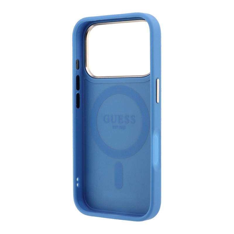 Apple iPhone 18 Pro Max Case Original Licensed Guess M-safe Charging Feature 4G Pattern 360 Degree Rotating Stand Metal Logo Cover - 16