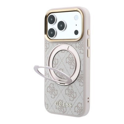 Apple iPhone 18 Pro Max Case Original Licensed Guess M-safe Charging Feature 4G Pattern 360 Degree Rotating Stand Metal Logo Cover - 2