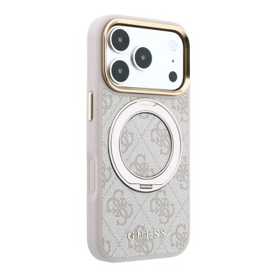 Apple iPhone 18 Pro Max Case Original Licensed Guess M-safe Charging Feature 4G Pattern 360 Degree Rotating Stand Metal Logo Cover - 11