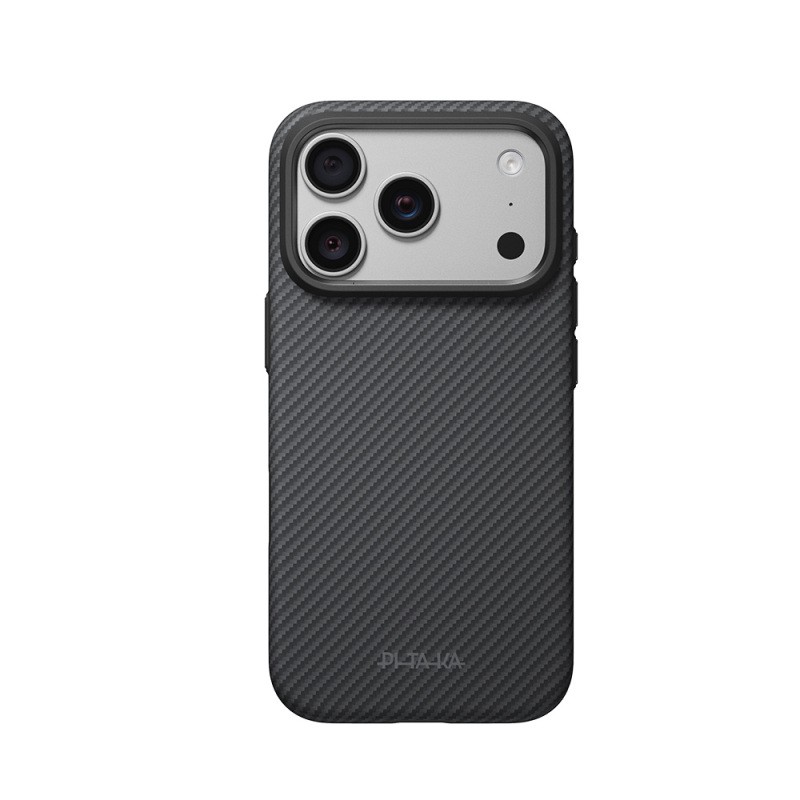 Apple iPhone 18 Pro Max Case – Pitaka Military-Grade Classic Series (New Logo) – Aramid Carbon Fiber – MagSafe Compatible – Black-Grey Twill Finish - 14