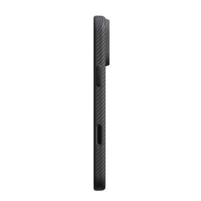 Apple iPhone 18 Pro Max Case – Pitaka Military-Grade Classic Series (New Logo) – Aramid Carbon Fiber – MagSafe Compatible – Black-Grey Twill Finish - 10