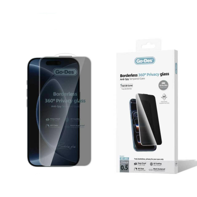 Apple iPhone 18 Pro Max Go Des AF Borderless Privacy Temperli Cam Ekran Koruyucu - Go Des