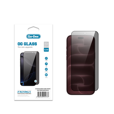 Apple iPhone 18 Pro Max Go Des OG Glass Privacy Antistatik Temperli Cam Ekran Koruyucu - Go Des