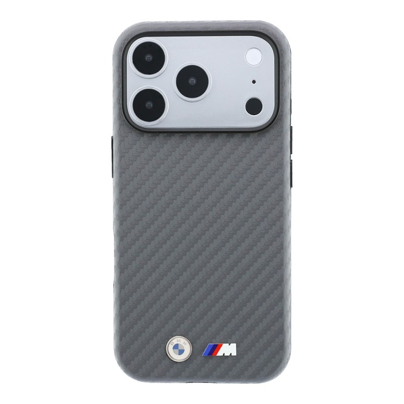 Apple iPhone 18 Pro Max Kılıf BMW Orjinal Lisanslı M-safe Şarj Özellikli Karbon Fiber Tasarımlı ve Metal Logolu PU Deri Kapak - 7