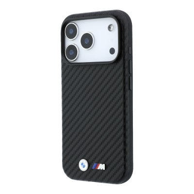 Apple iPhone 18 Pro Max Kılıf BMW Orjinal Lisanslı M-safe Şarj Özellikli Karbon Fiber Tasarımlı ve Metal Logolu PU Deri Kapak - 13