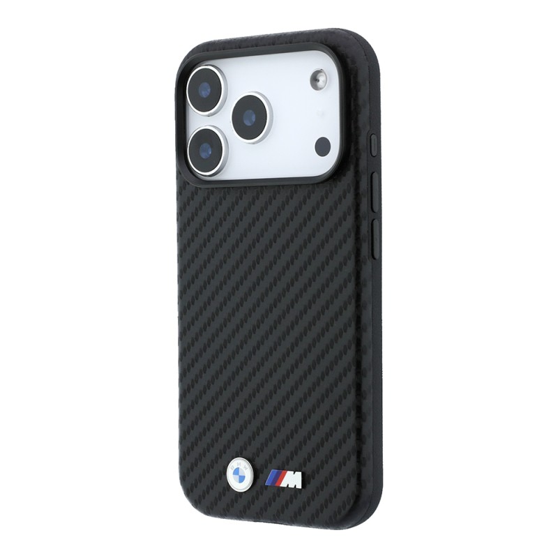 Apple iPhone 18 Pro Max Kılıf BMW Orjinal Lisanslı M-safe Şarj Özellikli Karbon Fiber Tasarımlı ve Metal Logolu PU Deri Kapak - 13