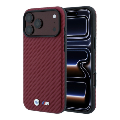 Apple iPhone 18 Pro Max Kılıf BMW Orjinal Lisanslı M-safe Şarj Özellikli Karbon Fiber Tasarımlı ve Metal Logolu PU Deri Kapak - BMW