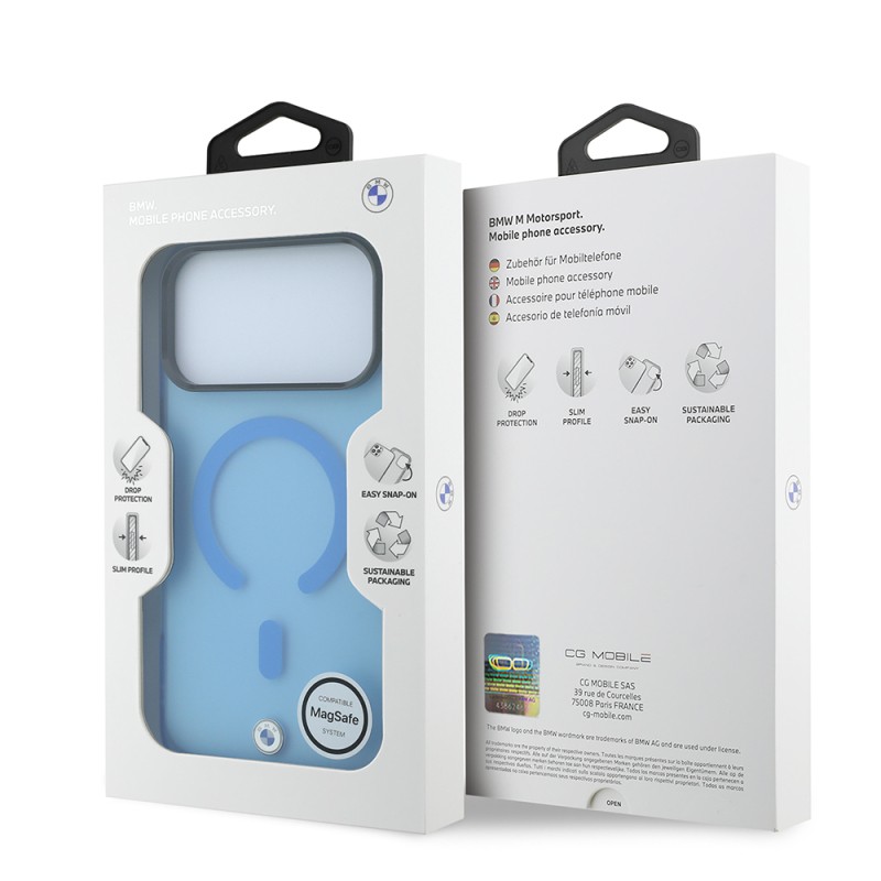 Apple iPhone 18 Pro Max Kılıf BMW Orjinal Lisanslı M-safe Şarj Özellikli Metal Logolu Buzlu IML Baskılı Kapak - 15