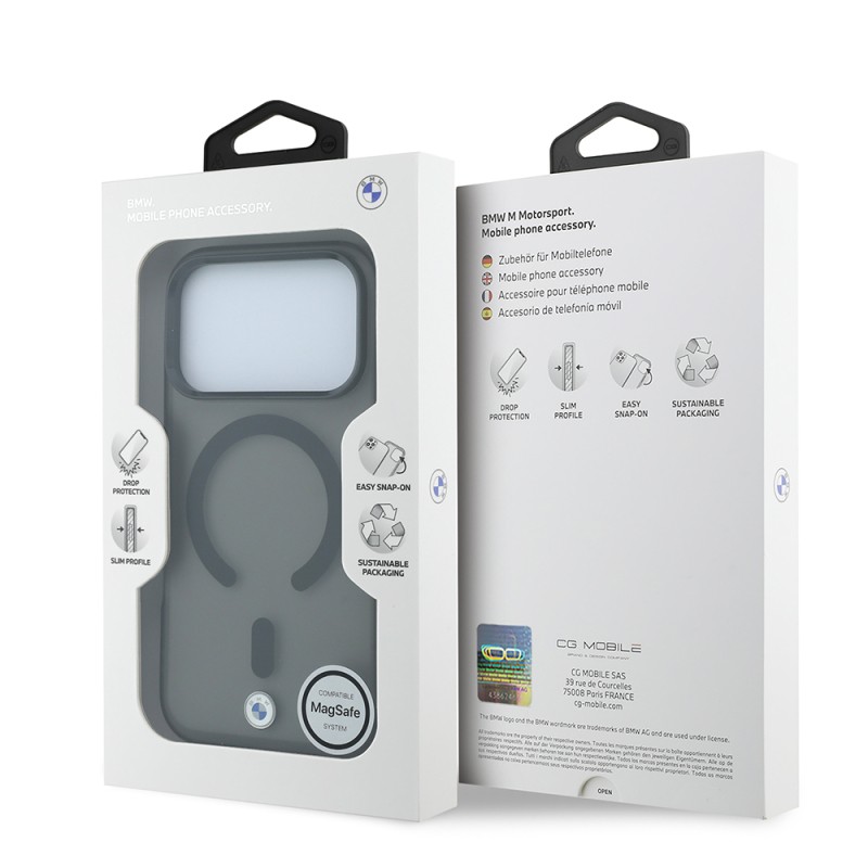 Apple iPhone 18 Pro Max Kılıf BMW Orjinal Lisanslı M-safe Şarj Özellikli Metal Logolu Buzlu IML Baskılı Kapak - 16