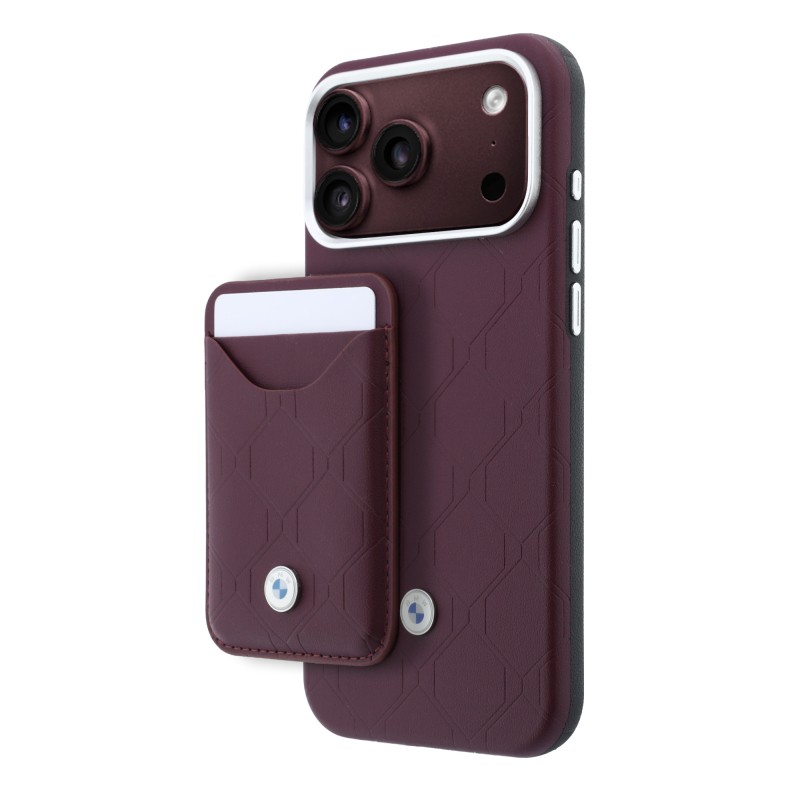 Apple iPhone 18 Pro Max Kılıf BMW Orjinal Lisanslı M-safe Şarj Özellikli Metal Logolu Kabartmalı Kapitone Deri Kartlıklı Kapak - 1