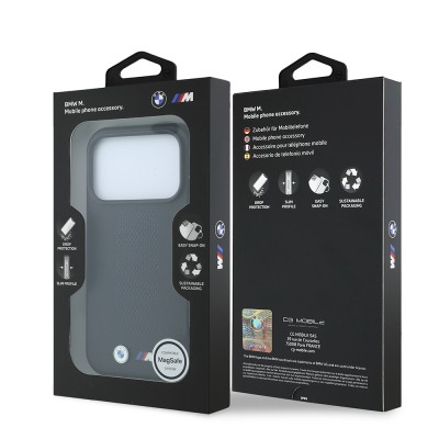Apple iPhone 18 Pro Max Kılıf BMW Orjinal Lisanslı M-safe Şarj Özellikli PU Delikli Metal M Logolu Kapak - 9