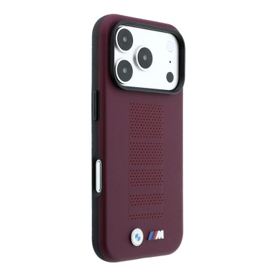 Apple iPhone 18 Pro Max Kılıf BMW Orjinal Lisanslı M-safe Şarj Özellikli PU Delikli Metal M Logolu Kapak - 12