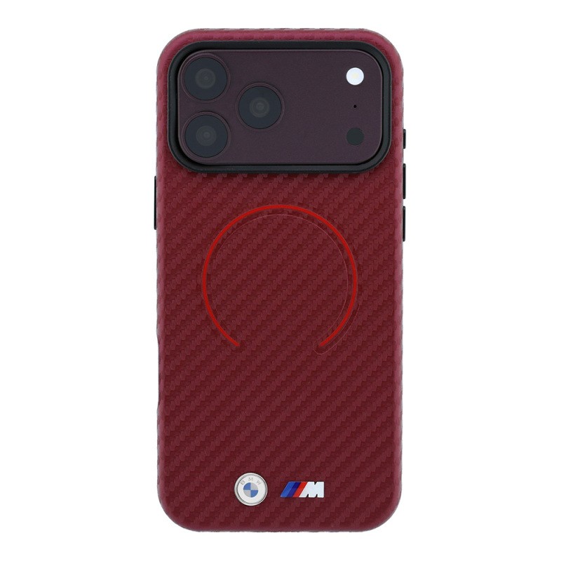 Apple iPhone 18 Pro Max Kılıf BMW Orjinal Lisanslı M-safe Şarj Özellikli PU Metal Logolu Kırmızı Halka Tasarımlı Kapak - 3