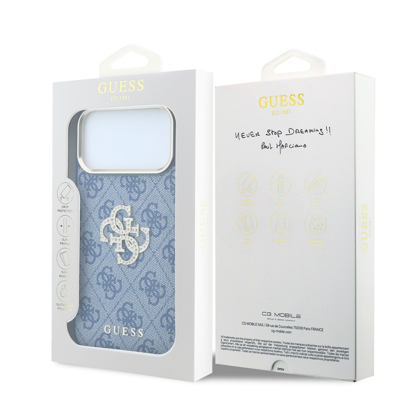 Apple iPhone 18 Pro Max Kılıf Guess Orjinal Lisanslı 4G Büyük Taşlı Resin Logolu PU Kapak - 11