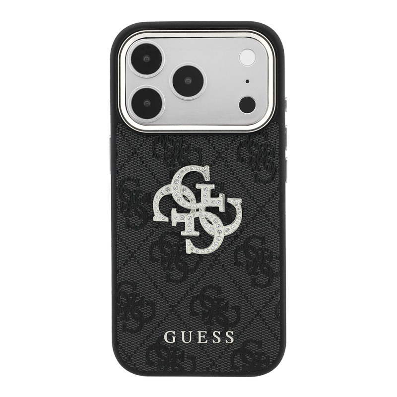 Apple iPhone 18 Pro Max Kılıf Guess Orjinal Lisanslı 4G Büyük Taşlı Resin Logolu PU Kapak - 13