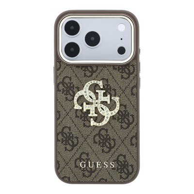 Apple iPhone 18 Pro Max Kılıf Guess Orjinal Lisanslı 4G Büyük Taşlı Resin Logolu PU Kapak - 27