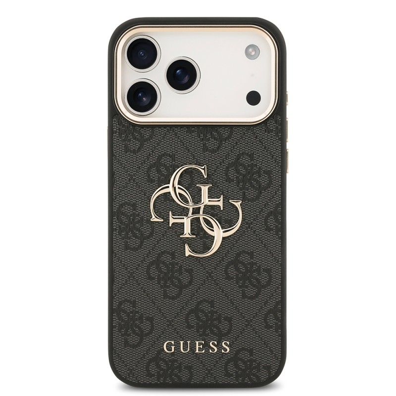 Apple iPhone 18 Pro Max Kılıf Guess Orjinal Lisanslı Gold Metal Kamera Çerçeveli 4G Desenli Metal Büyük 4G ve Yazı Logolu Kapak - 7