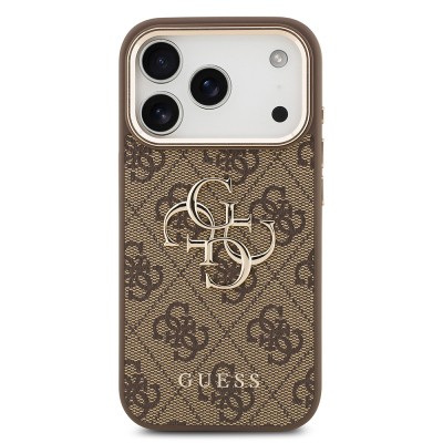 Apple iPhone 18 Pro Max Kılıf Guess Orjinal Lisanslı Gold Metal Kamera Çerçeveli 4G Desenli Metal Büyük 4G ve Yazı Logolu Kapak - 14