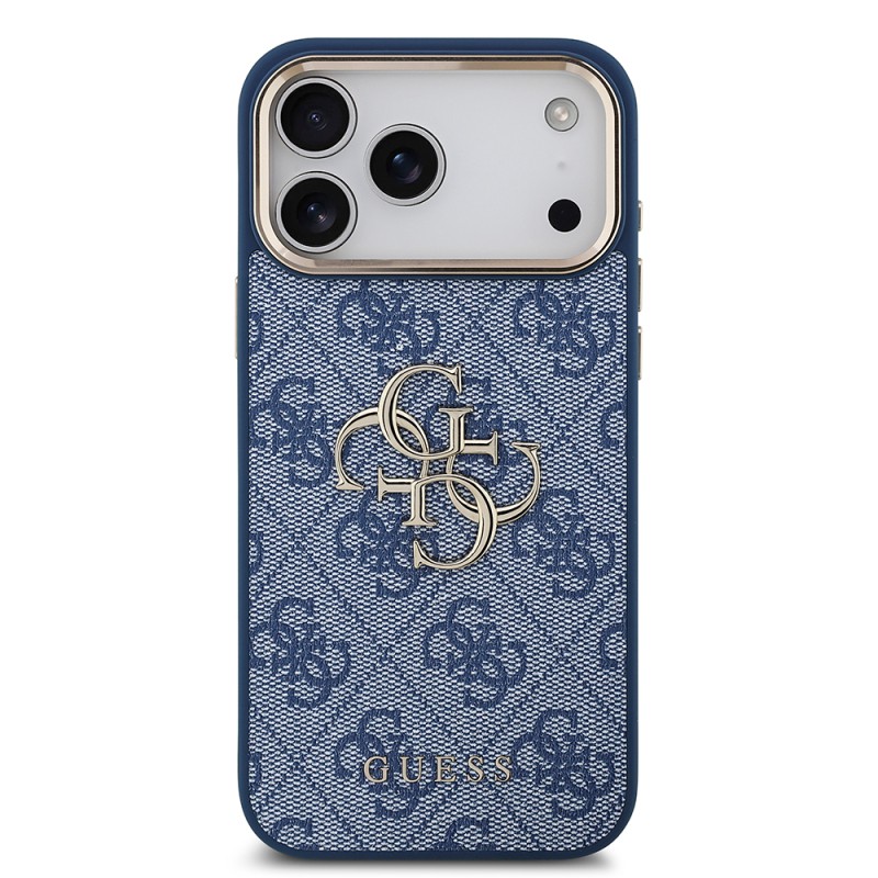 Apple iPhone 18 Pro Max Kılıf Guess Orjinal Lisanslı Gold Metal Kamera Çerçeveli 4G Desenli Metal Büyük 4G ve Yazı Logolu Kapak - 21