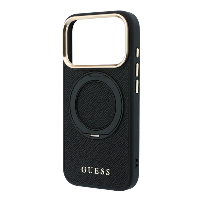 Apple iPhone 18 Pro Max Kılıf Guess Orjinal Lisanslı M-safe Şarj Özellikli 360 Derece Dönebilen Standlı PU Metal Yazı Logolu Kapak - 14