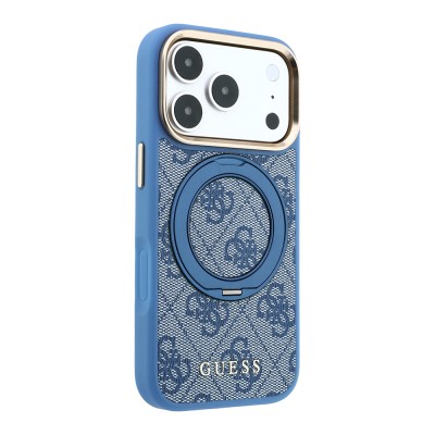 Apple iPhone 18 Pro Max Kılıf Guess Orjinal Lisanslı M-safe Şarj Özellikli 4G Desenli 360 Derece Dönebilen Standlı Metal Yazı Logolu Kapak - 10