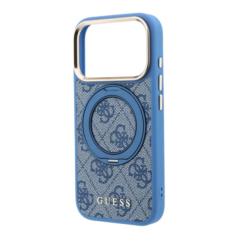 Apple iPhone 18 Pro Max Kılıf Guess Orjinal Lisanslı M-safe Şarj Özellikli 4G Desenli 360 Derece Dönebilen Standlı Metal Yazı Logolu Kapak - 13