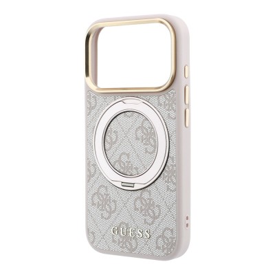 Apple iPhone 18 Pro Max Kılıf Guess Orjinal Lisanslı M-safe Şarj Özellikli 4G Desenli 360 Derece Dönebilen Standlı Metal Yazı Logolu Kapak - 14