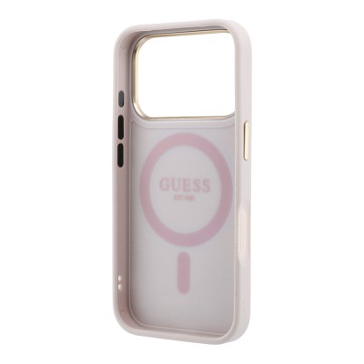 Apple iPhone 18 Pro Max Kılıf Guess Orjinal Lisanslı M-safe Şarj Özellikli 4G Desenli 360 Derece Dönebilen Standlı Metal Yazı Logolu Kapak - 17