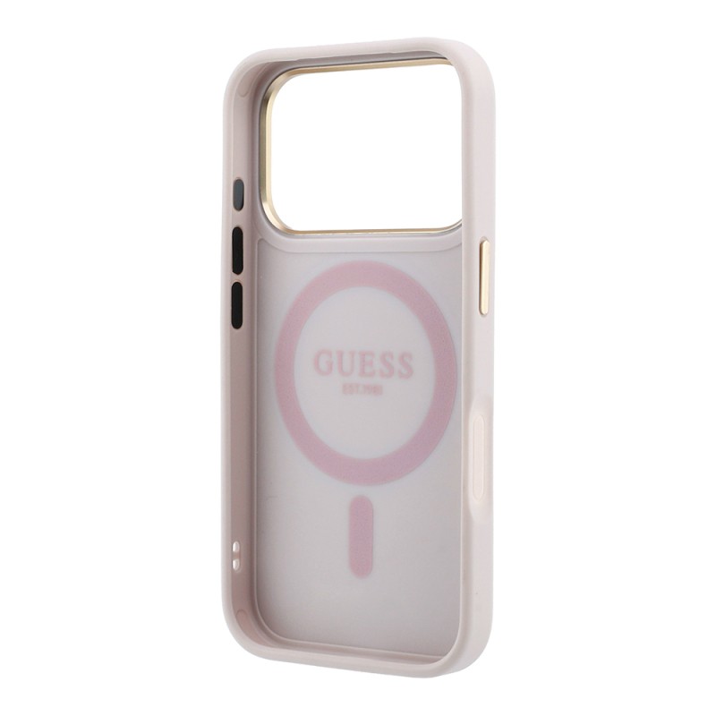 Apple iPhone 18 Pro Max Kılıf Guess Orjinal Lisanslı M-safe Şarj Özellikli 4G Desenli 360 Derece Dönebilen Standlı Metal Yazı Logolu Kapak - 17