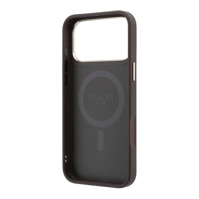 Apple iPhone 18 Pro Max Kılıf Guess Orjinal Lisanslı M-safe Şarj Özellikli 4G Desenli 360 Derece Dönebilen Standlı Metal Yazı Logolu Kapak - 18
