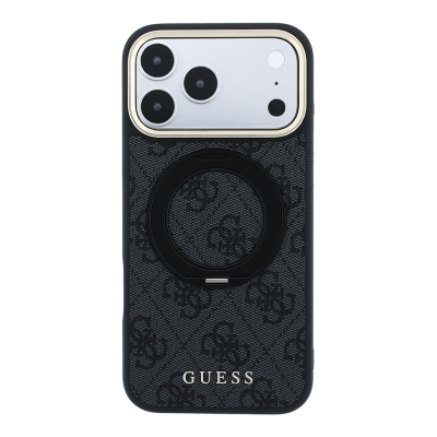 Apple iPhone 18 Pro Max Kılıf Guess Orjinal Lisanslı M-safe Şarj Özellikli 4G Desenli 360 Derece Dönebilen Standlı Metal Yazı Logolu Kapak - 27