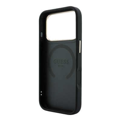 Apple iPhone 18 Pro Max Kılıf Guess Orjinal Lisanslı M-safe Şarj Özellikli Deri 4G Desenli Şeritli Yazı Logolu Kapak - 10